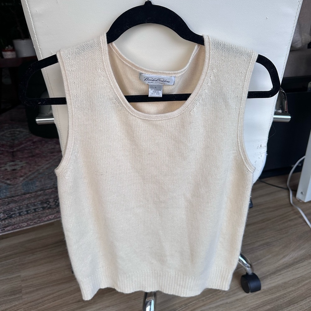 Brooks Brothers Cream Cashmere Knit Top